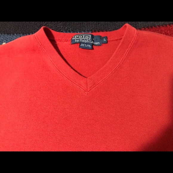 Vintage Polo Ralph Lauren Classic Red V Neck Sweater L p wing stadium rlpc Golf - Picture 3 of 10